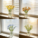 Mundgeblasene Glasblume, Blumenskulptur für Wohnkultur, rosa Glasbouquet