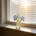 Mundgeblasene Glas Blue Iris Blume Handwerker Wohndekor