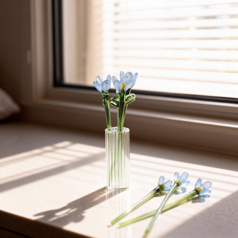 Handgefertigte Glasblumen, Miniorchideen-Picks, kleine Glasblumensträuße