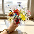 Geburtsmonat Blumengeschenk, mundgeblasener Geburtsblumenstrauß, Frühlingsblumendekor aus Glas