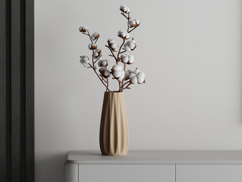 Lineare 3D-gedruckte Vase aus PLA, versiegelt, 5 Größen, für frische Blumen