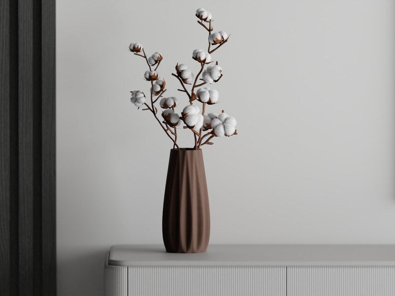 Lineare 3D-gedruckte Vase aus PLA, versiegelt, 5 Größen, für frische Blumen