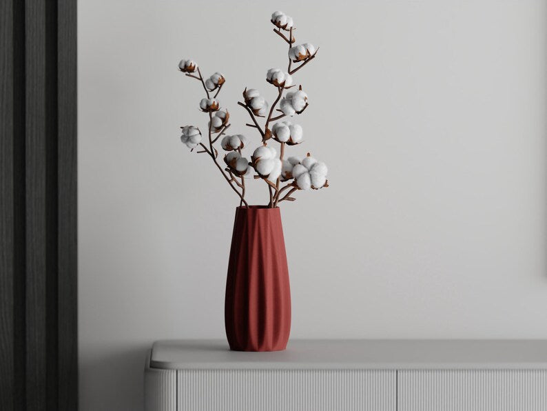 Lineare 3D-gedruckte Vase aus PLA, versiegelt, 5 Größen, für frische Blumen