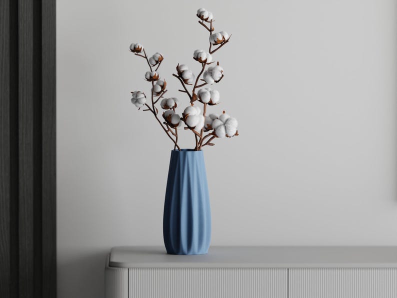 Lineare 3D-gedruckte Vase aus PLA, versiegelt, 5 Größen, für frische Blumen