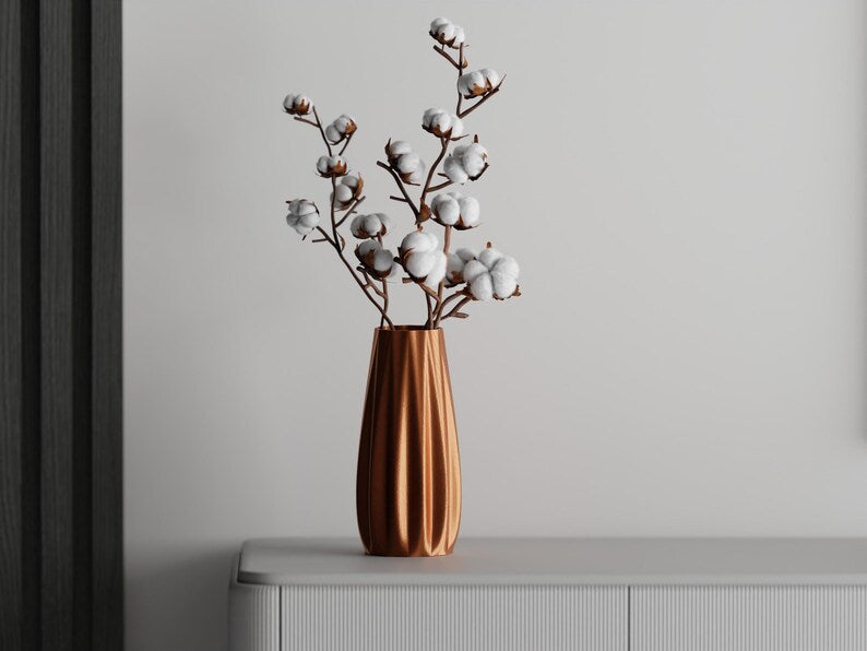 Lineare 3D-gedruckte Vase aus PLA, versiegelt, 5 Größen, für frische Blumen