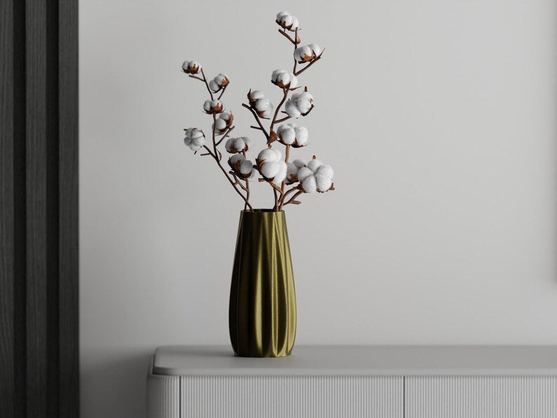 Lineare 3D-gedruckte Vase aus PLA, versiegelt, 5 Größen, für frische Blumen