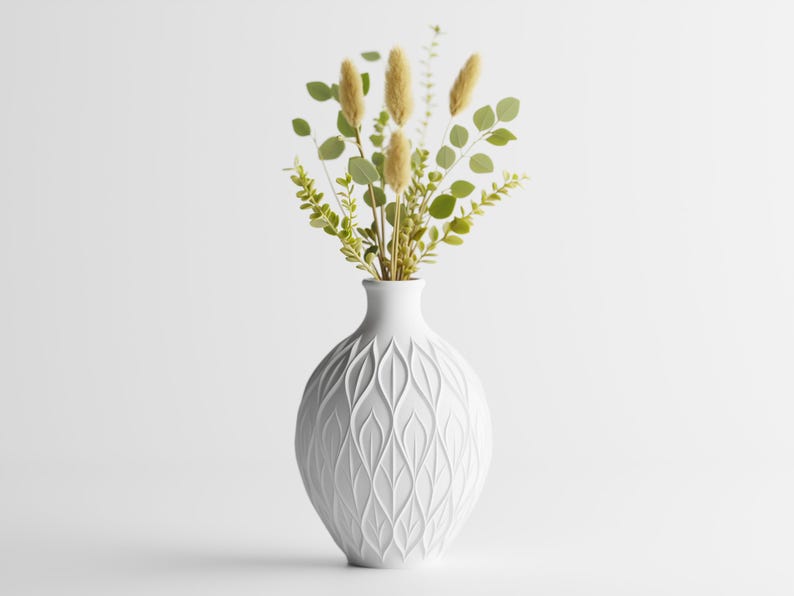 3D-gedruckte Vase, Blattmuster, PLA-Material, luftdicht, erhältlich in 3 Größen