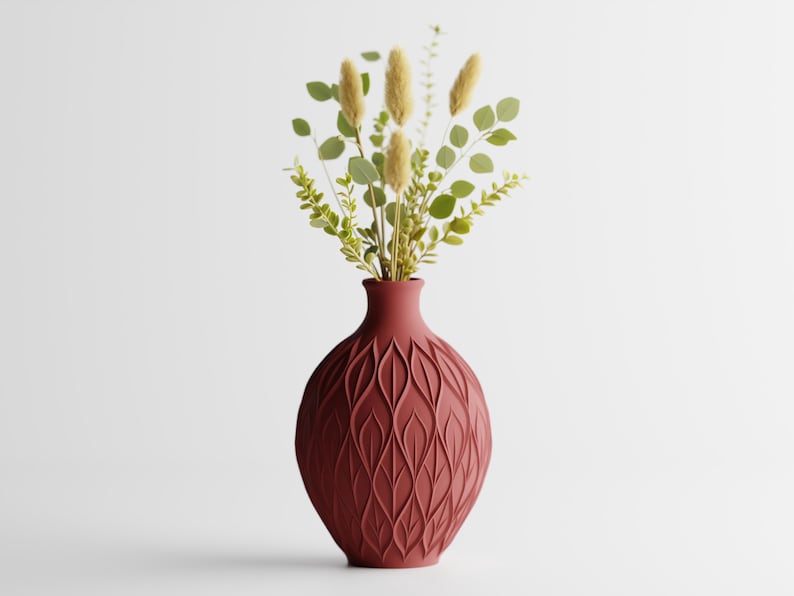 3D-gedruckte Vase, Blattmuster, PLA-Material, luftdicht, erhältlich in 3 Größen