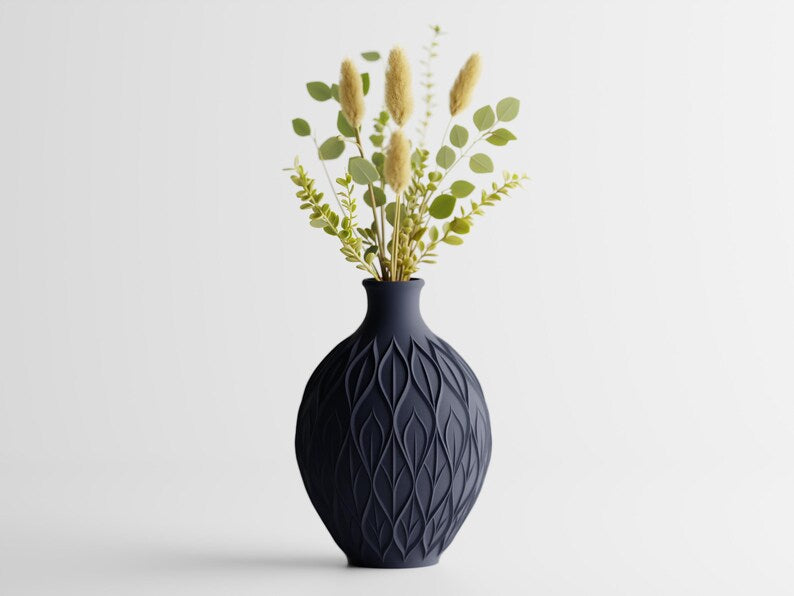 3D-gedruckte Vase, Blattmuster, PLA-Material, luftdicht, erhältlich in 3 Größen