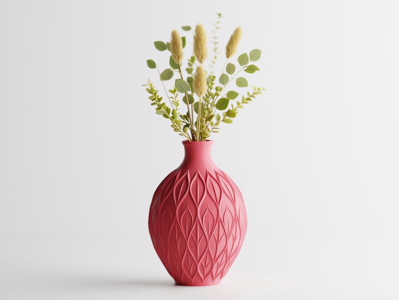 3D-gedruckte Vase, Blattmuster, PLA-Material, luftdicht, erhältlich in 3 Größen