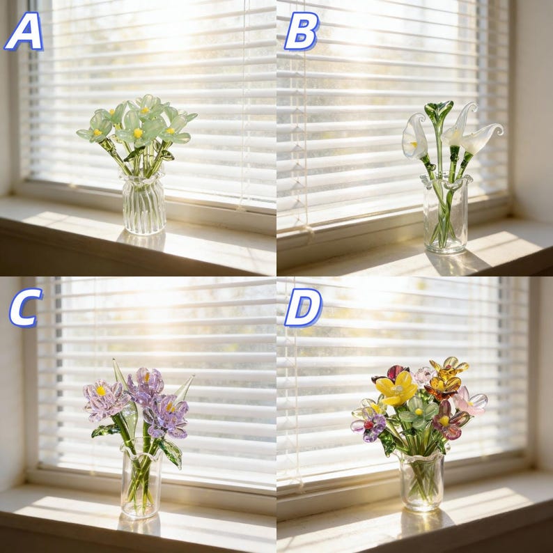 Mundgeblasene Glas Blue Iris Blume Handwerker Wohndekor