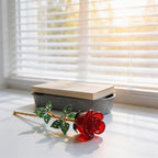 Glas Rose Blumenskulptur Langer Stiel Klarglas Deko