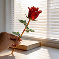 Glas Rose Blumenskulptur Langer Stiel Klarglas Deko
