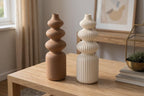 Gerippte und flauschige Moderne Nordische Vase – Skandinavisches Wohndekor, 3 Größen