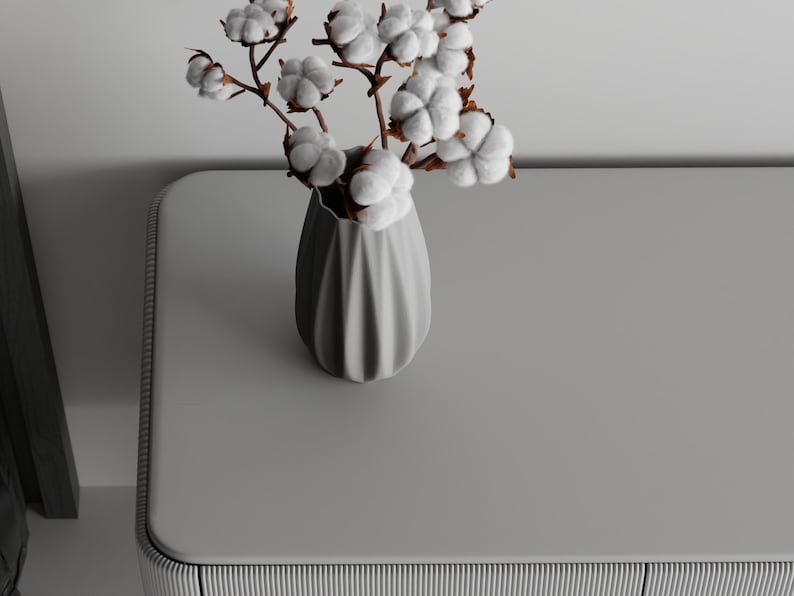 Lineare 3D-gedruckte Vase aus PLA, versiegelt, 5 Größen, für frische Blumen