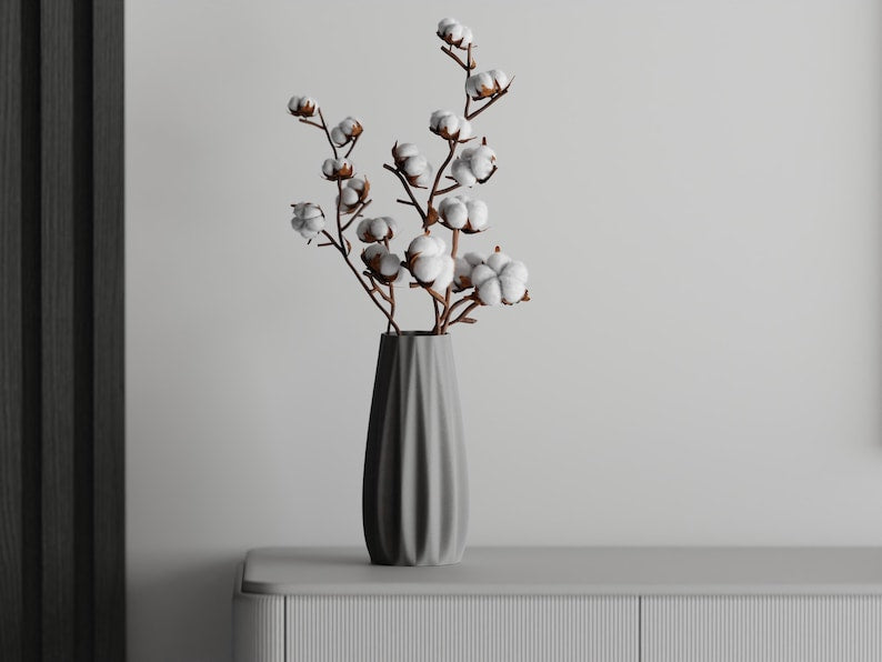 Lineare 3D-gedruckte Vase aus PLA, versiegelt, 5 Größen, für frische Blumen