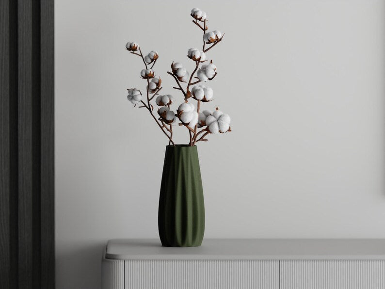Lineare 3D-gedruckte Vase aus PLA, versiegelt, 5 Größen, für frische Blumen