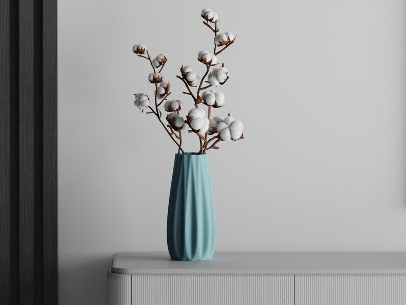 Lineare 3D-gedruckte Vase aus PLA, versiegelt, 5 Größen, für frische Blumen