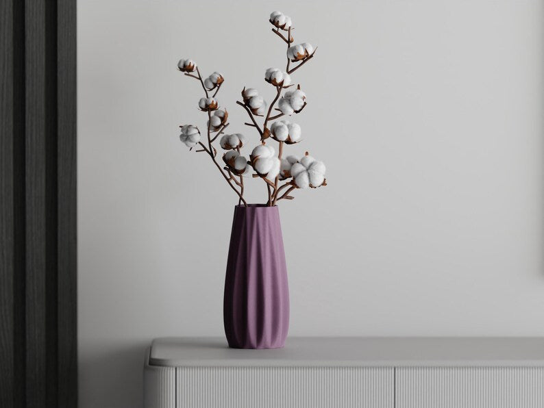 Lineare 3D-gedruckte Vase aus PLA, versiegelt, 5 Größen, für frische Blumen