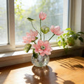 Kristall Lotus Blumenfigur, Romantisches Glas Blumendekor, Eleganter Wohnakzent, 14 cm Höhe