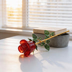 Glas Rose Blumenskulptur Langer Stiel Klarglas Deko