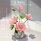 Kristall Lotus Blumenfigur, Romantisches Glas Blumendekor, Eleganter Wohnakzent, 14 cm Höhe