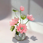 Kristall Lotus Blumenfigur, Romantisches Glas Blumendekor, Eleganter Wohnakzent, 14 cm Höhe