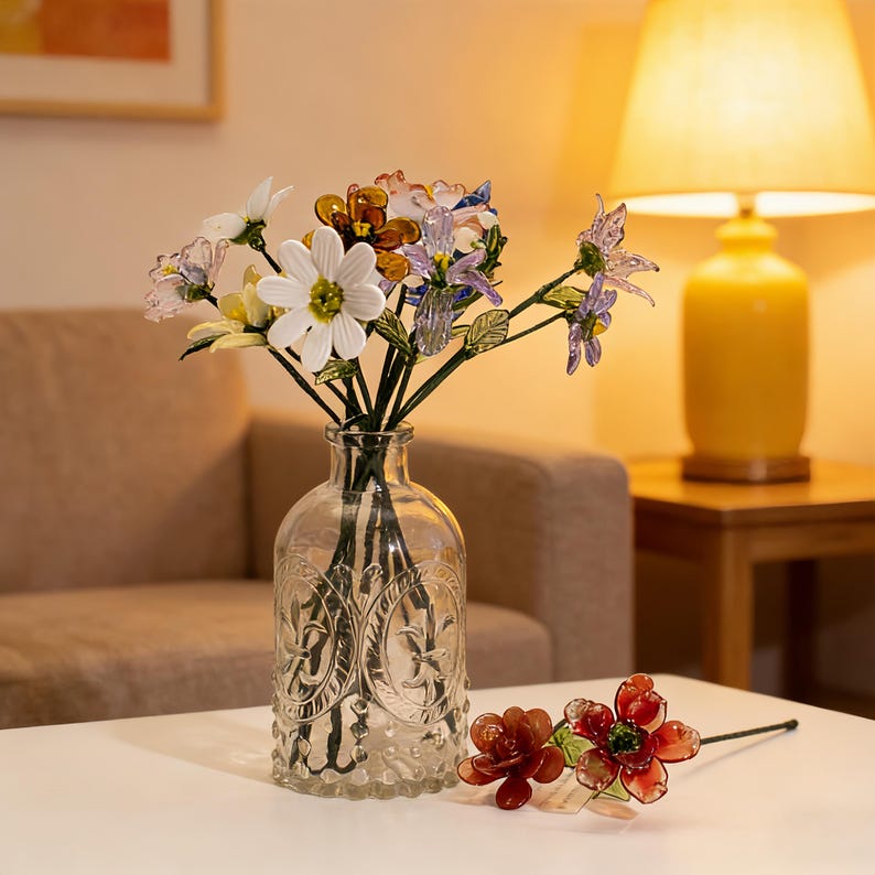 Buntglas-Blumensträuße – Handgefertigte Sträuße, Tischdekorationen und Geschenke