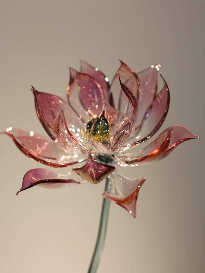 30 cm große Lotusblume aus Glas, Kristalllotus-Dekoration, Wohnaccessoire