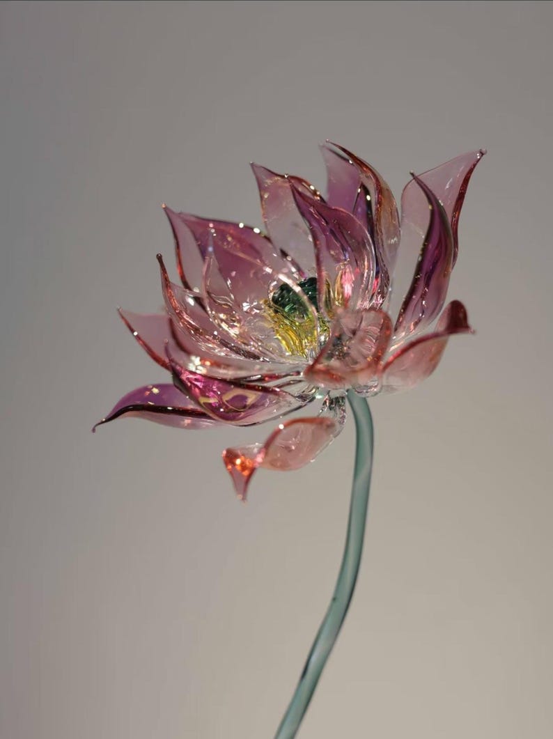 30 cm große Lotusblume aus Glas, Kristalllotus-Dekoration, Wohnaccessoire