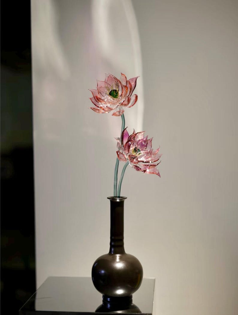 30 cm große Lotusblume aus Glas, Kristalllotus-Dekoration, Wohnaccessoire