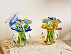 Mundgeblasene Glasblumen mit kleinen Vögeln, Glasvögel