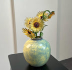 Glas Sonnenblumen-Dekoration Schreibtischdekoration Tischdekoration Handgefertigt 17,5 cm