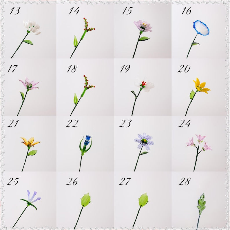 Handgefertigter Glasstrauß – 20 cm Glasvase, Wohndekoration