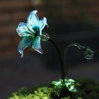 Orychophragmus Glasfigur Lila Wildblumen Skulptur Handgeblasen 20 cm