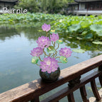 Blaue Glas Lotus Blumendekoration mit Vase, 20 cm Höhe, handgefertigte Kristall Lotus Skulptur für Wohnkultur