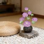 Blaue Glas Lotus Blumendekoration mit Vase, 20 cm Höhe, handgefertigte Kristall Lotus Skulptur für Wohnkultur