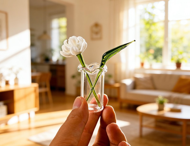 Glasblumenstrauß Geburtsmonat Miniatur handgefertigt Wohnkultur