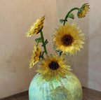 Glas Sonnenblumen-Dekoration Schreibtischdekoration Tischdekoration Handgefertigt 17,5 cm