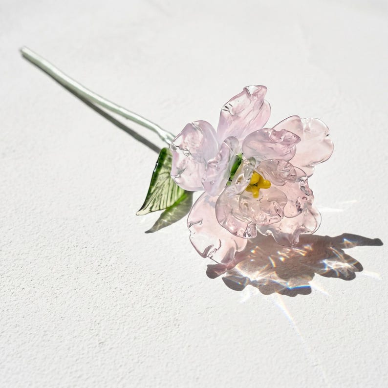 Rosa Glas Nelke 20cm, handgefertigte Glaskunst, Geburtstagsgeschenk