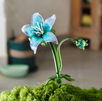 Orychophragmus Glasfigur Lila Wildblumen Skulptur Handgeblasen 20 cm