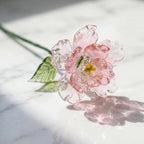 Glas Nelke Blume rosa 20 cm | Schreibtisch Deko Figur | Kunstglas