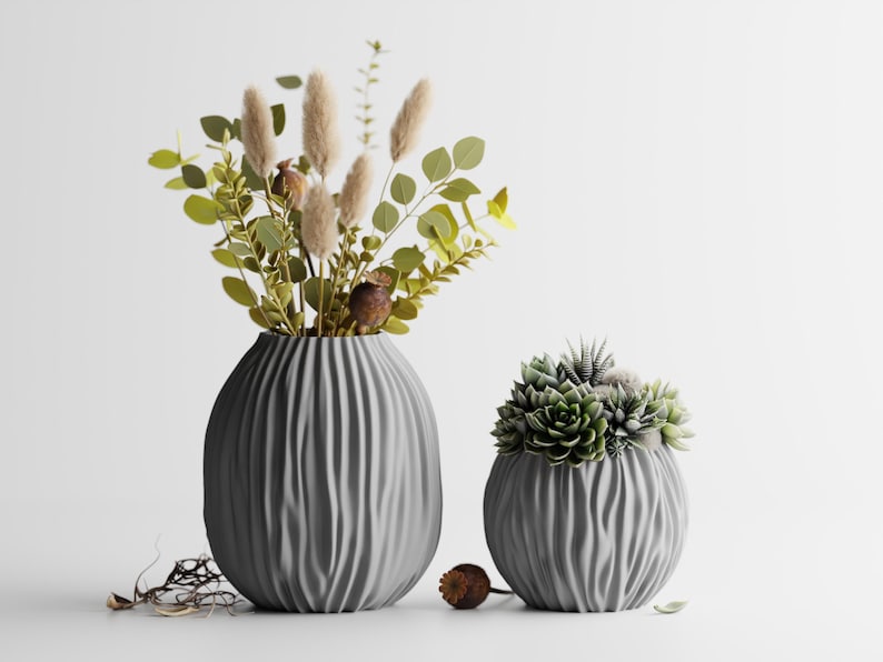 Moderne Designvase mit organischer Wellenstruktur, versiegelt mit PLA-Material, Größen S-XL.