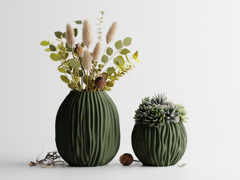 Moderne Designvase mit organischer Wellenstruktur, versiegelt mit PLA-Material, Größen S-XL.