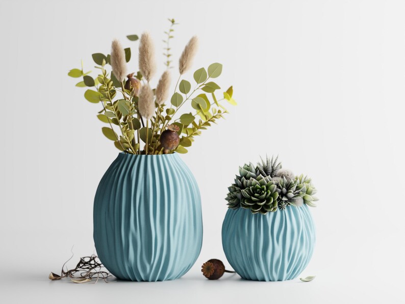 Moderne Designvase mit organischer Wellenstruktur, versiegelt mit PLA-Material, Größen S-XL.