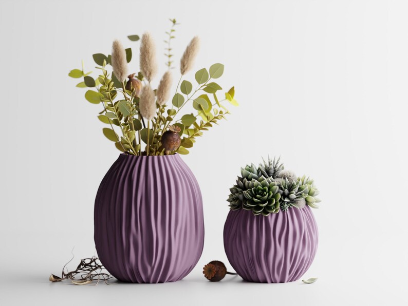 Moderne Designvase mit organischer Wellenstruktur, versiegelt mit PLA-Material, Größen S-XL.