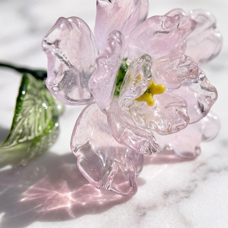 Rosa Glas Nelke 20cm, handgefertigte Glaskunst, Geburtstagsgeschenk
