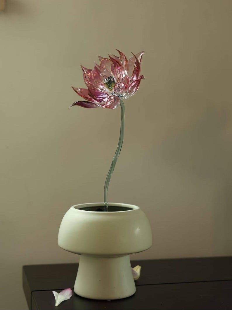 30 cm große Lotusblume aus Glas, Kristalllotus-Dekoration, Wohnaccessoire