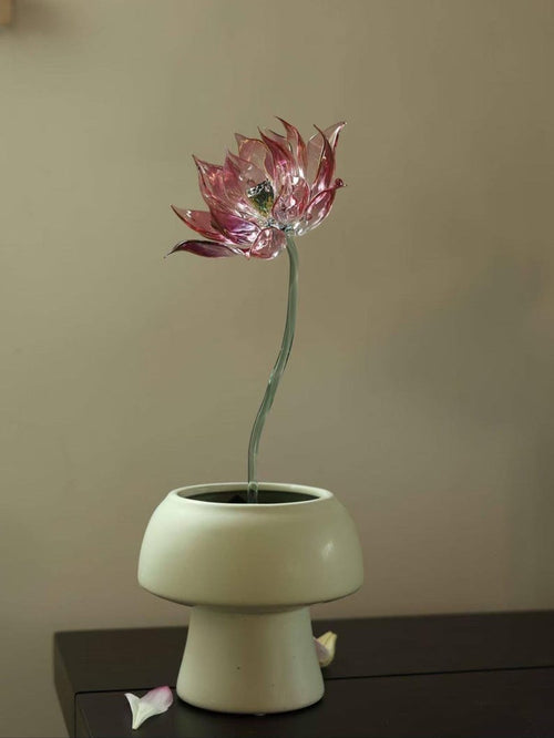 30 cm große Lotusblume aus Glas, Kristalllotus-Dekoration, Wohnaccessoire