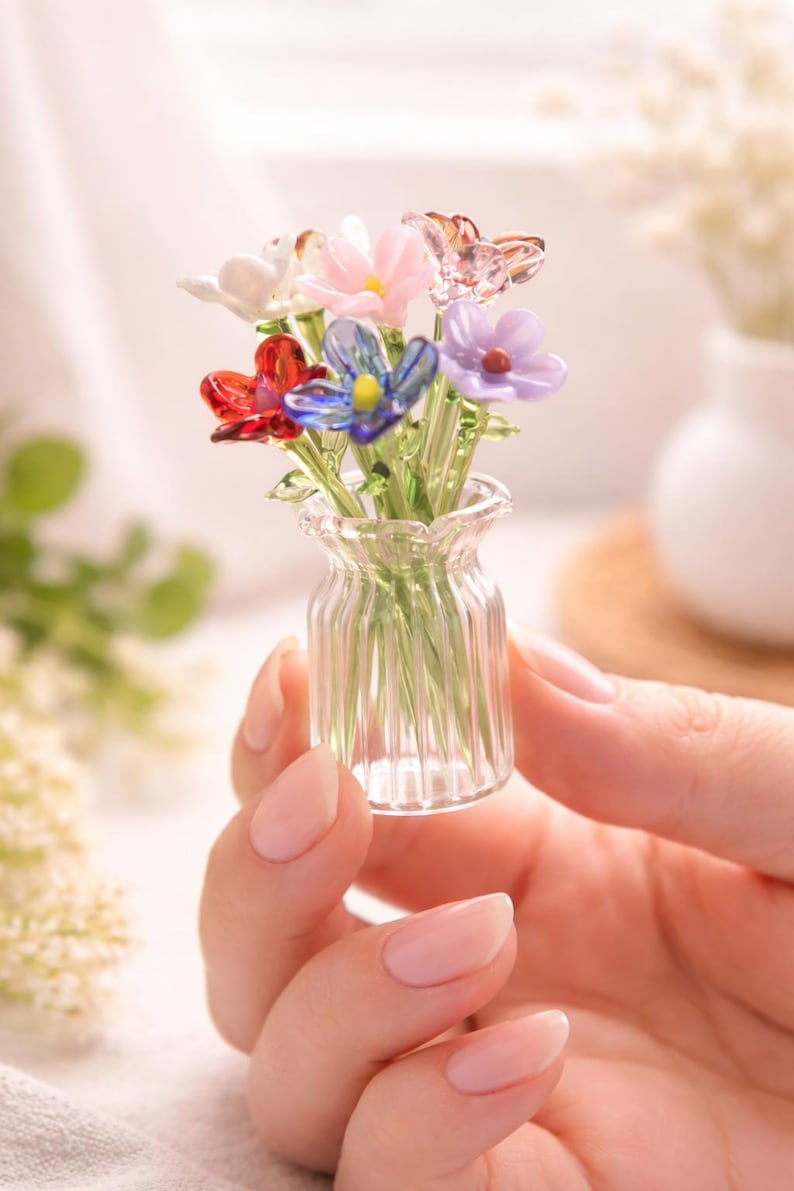 Handgefertigte Glasvasen-Dekorationen, Glasblumensträuße